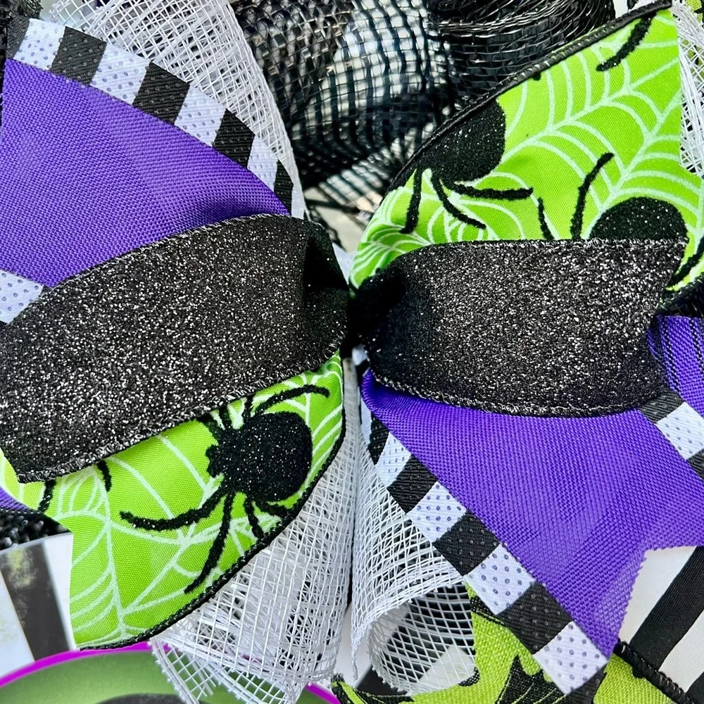 Halloween Themed Wreath with Black, Green, and Purple Accents - Picture 4 of 5